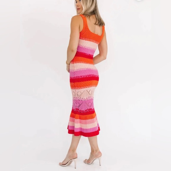 Sultry Sunset Striped Crochet Knit Dress - Picture 2 of 8
